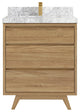 Madison  Teak 30 Single Sink Bath Vanity Golden Teak 2" Carrara Marble
