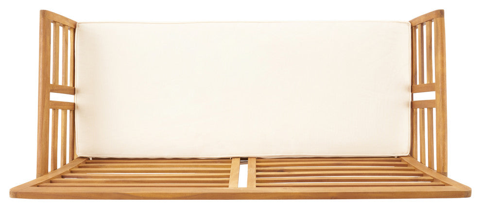 GDF Studio 4-Piece Louis Outdoor Solid Wood Chat With Cushions Set