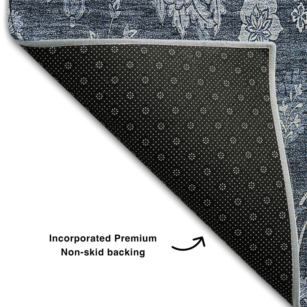 Premium Machine Washable Mayfield AMF680 Blue 3' x 5' Rug