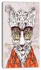 Funny Hipster Leopard with Glasses, Animal Canvas Art Print, 16"x32"