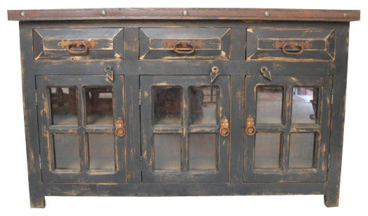 Abbot Reclaimed wood Rustic Bathroom Vanity, 60"x20"x32", Fake Middle Drawer