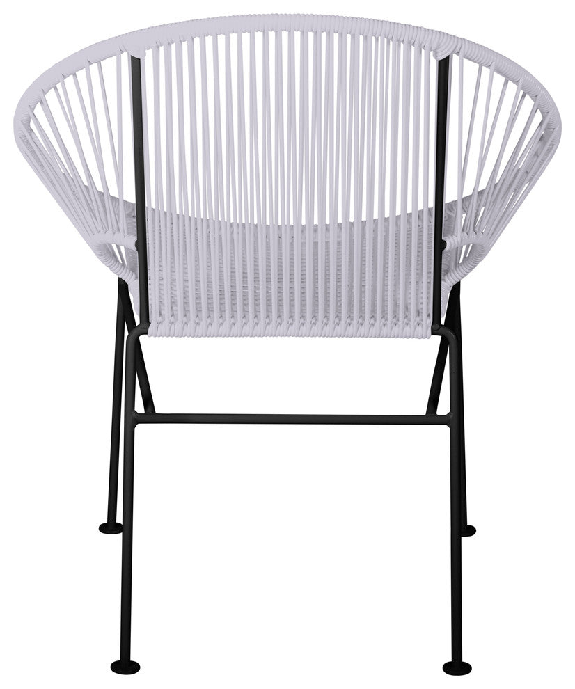 Concha Indoor/Outdoor Handmade Dining Chair, Clear Weave, Black Frame
