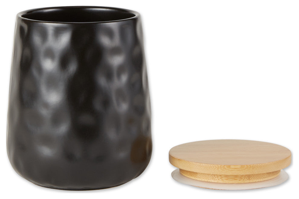 Black Matte Dimple Texture Ceramic Canister (Set of 2)