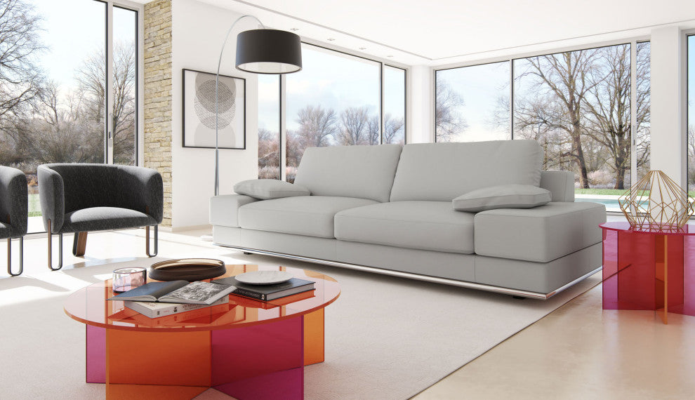 Murray Sofa, Pearl Gray Leather