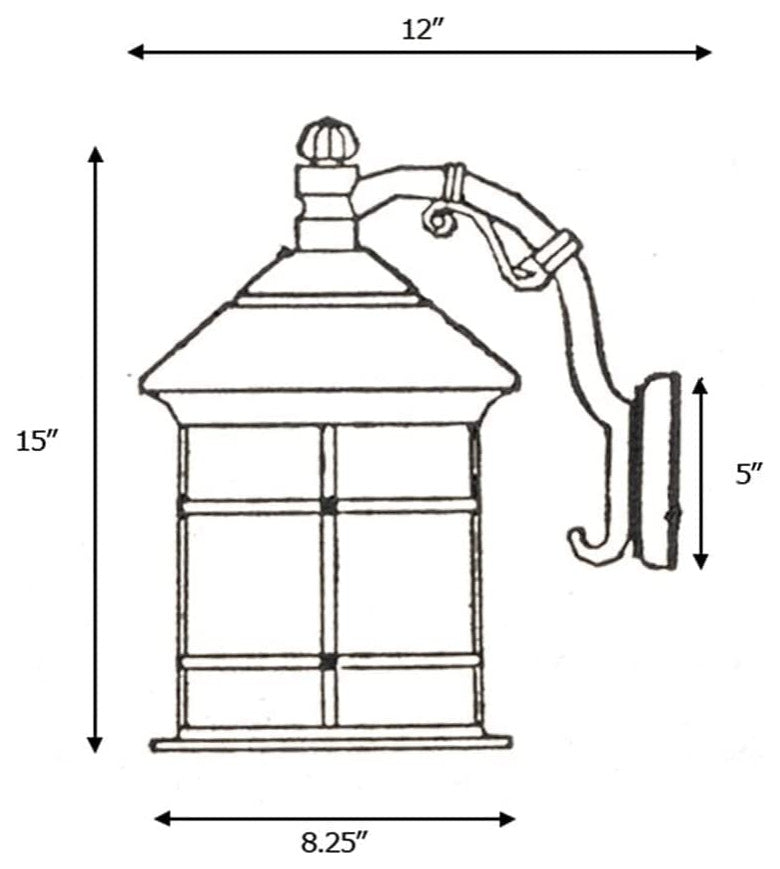 Rust Industrial Wall Lantern Arm Glass Wall Light Fixture