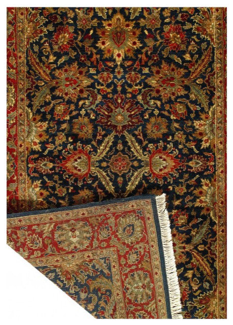 Navy Blue Fine Hand Knotted Agra Rug 4'x6'3''