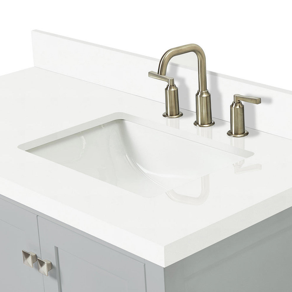 ARIEL Cambridge 43" Right Offset Rectangle Sink Gray Bathroom Vanity Quartz Top