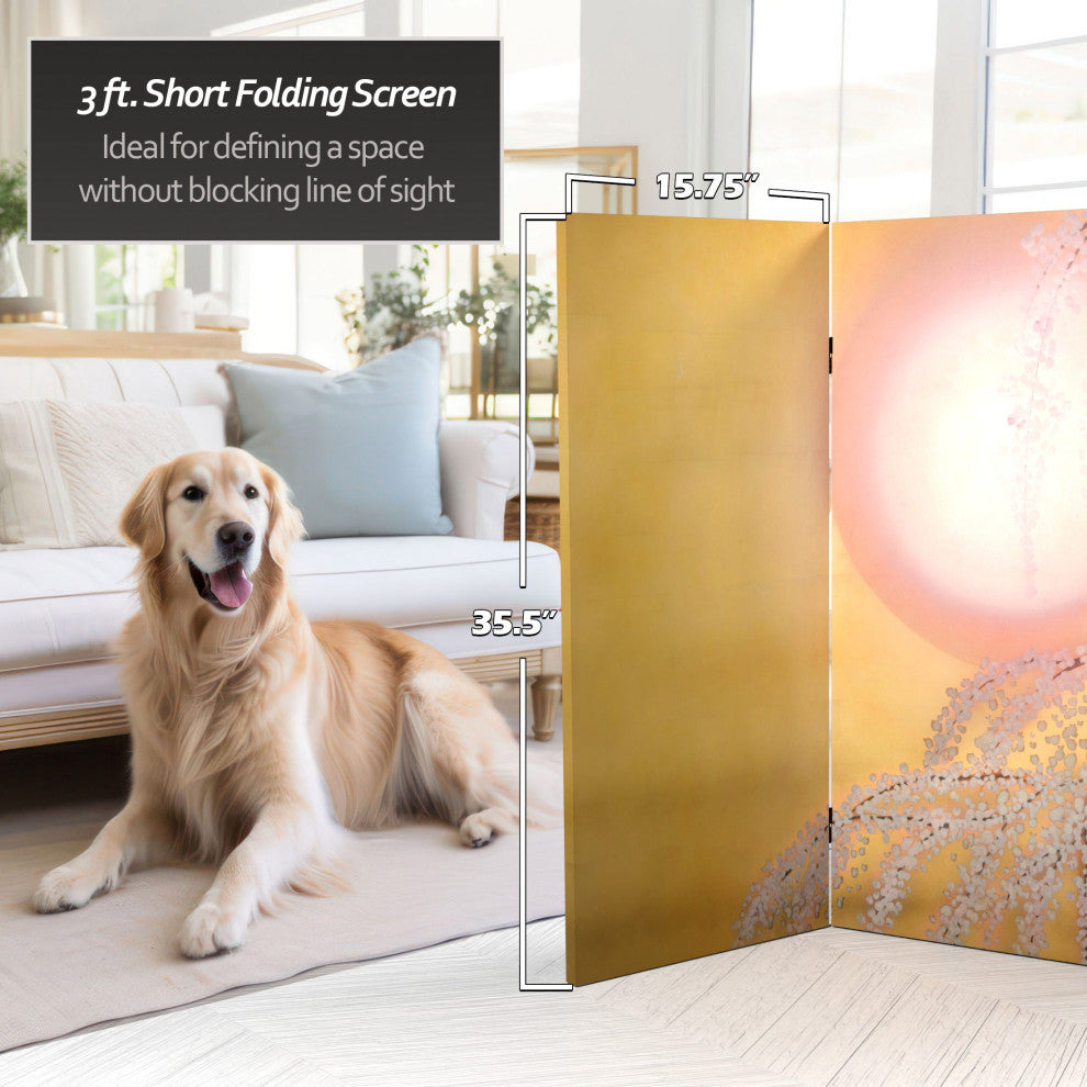 3'' Tall Double Sided Sakura Blossoms Canvas Room Divider