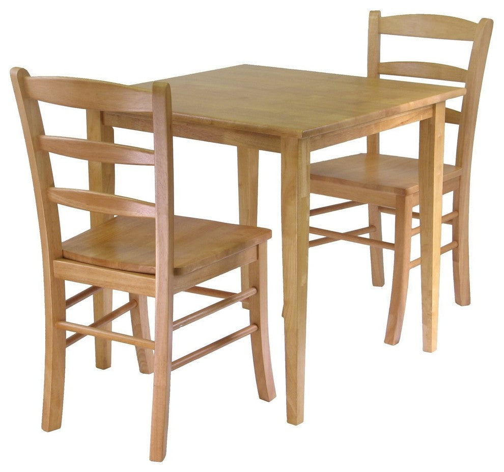 Wooden Square Dining Table With Chairs Chairs, 3-Piece set, Light Oak