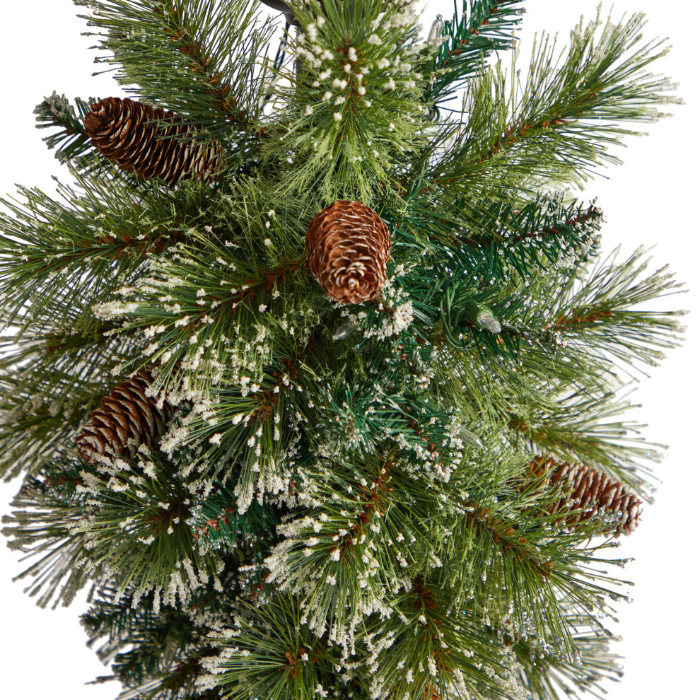 D1033 5 Holiday Pre-lit Decorated Lamp Post With Artificial Christmas Greenery