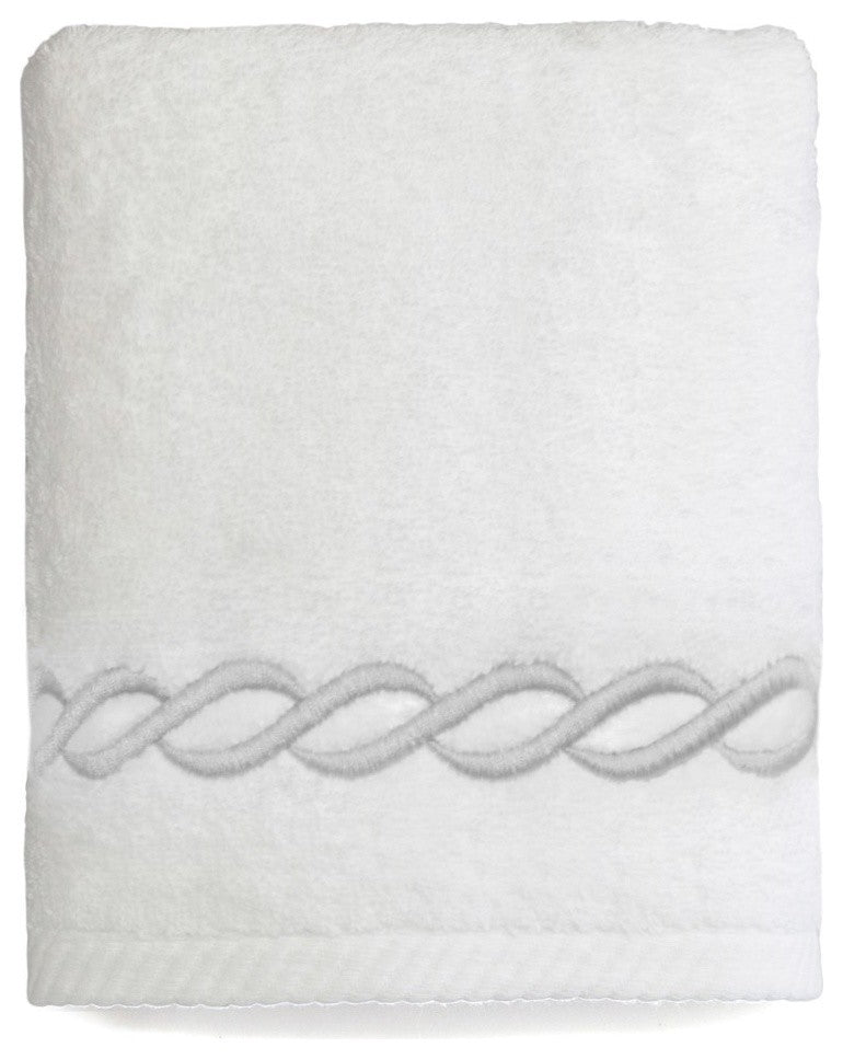 Soft Twist Cadena Hand Towel, White & Silver, 16"x30"