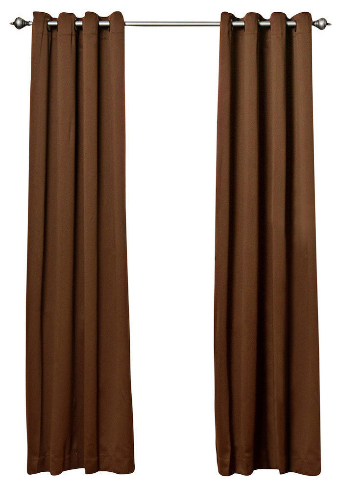 Solid Grommet Top Thermal Insulated Blackout Curtains, Chocolate, 95"