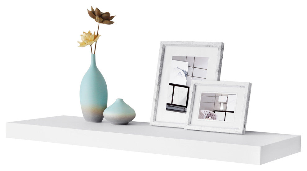 11.81" Depth Grande Floating Wall Shelves, White, 35.43"
