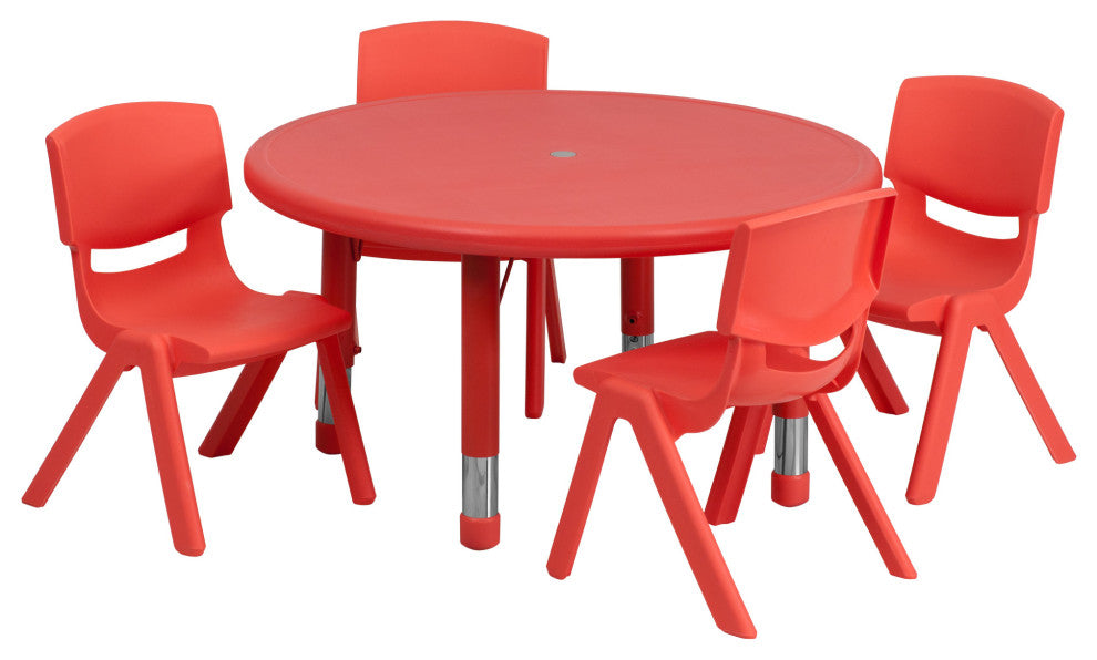 Roseto FFIF44902 Five Piece Plastic Framed Classroom Set - Red
