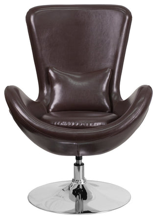 Egg Series Brown Leather Side Chair