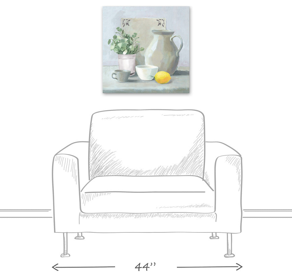 Lemon and Greens Still Life 20x20 Canvas Wall Art