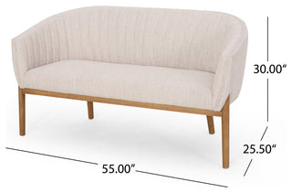 Deborah Mid-Century Fabric Loveseat, Beige, Brown