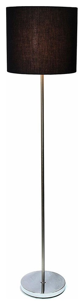 Simple Designs Brushed Nickel Drum Shade Floor Lamp, Black Shade