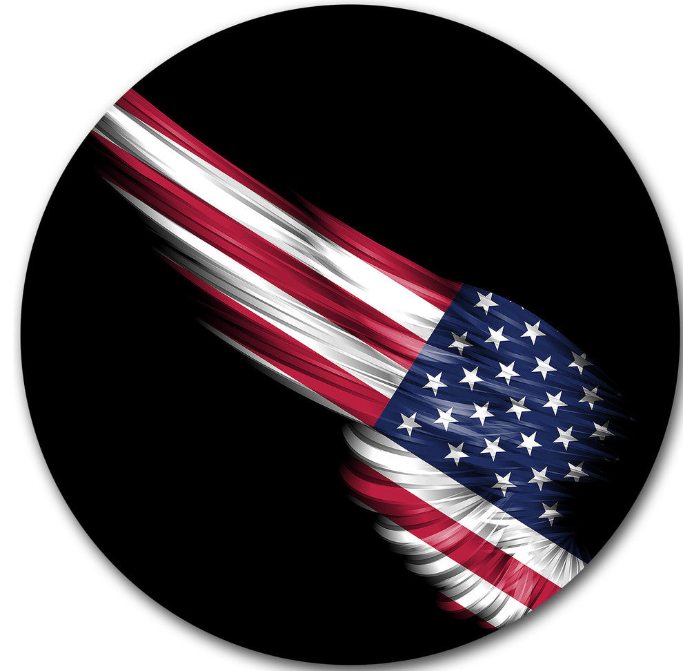 Wing With American Flag, Digital Art Disc Metal Wall Art, 38"