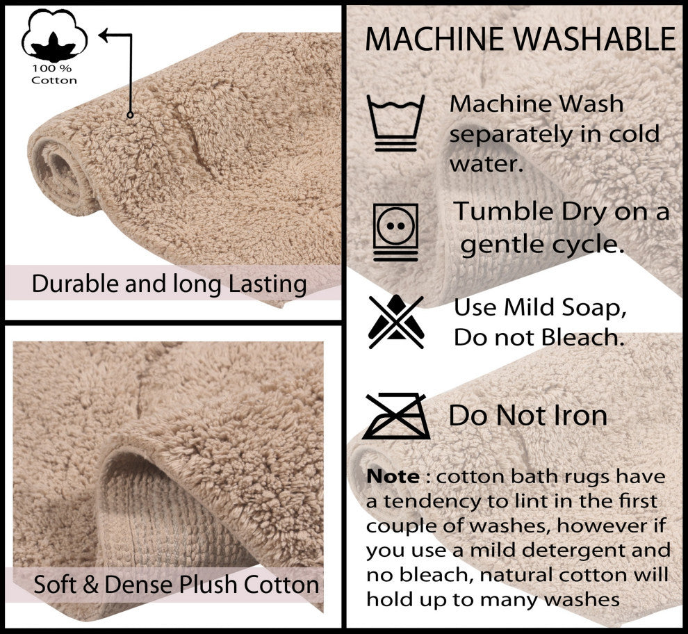 Waterford Absorbent Cotton and Machine washable Bath Rug 22" Round, Linen