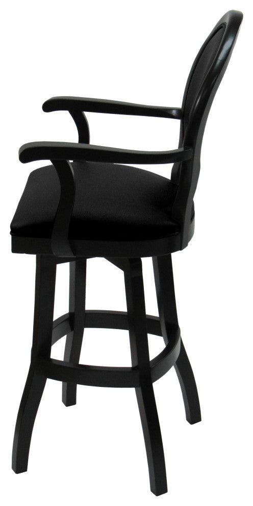 Swivel Wood 30" Bar Stool, 500, S-Base, Black Leatherette Black
