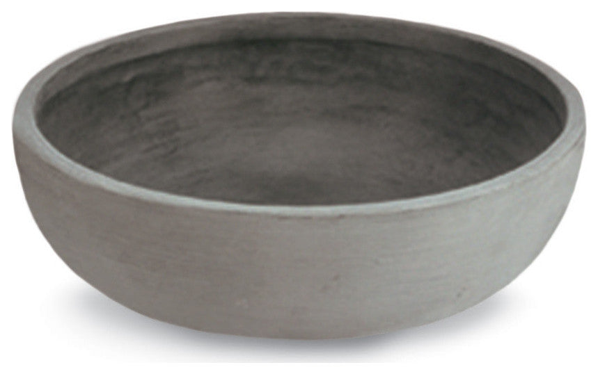Orinoco Double Walled Indoor/Outdoor Bowl Planter Pot, Weathered Concrete, 30"