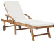 vidaXL Sun Lounger With Cushion Solid Teak Wood Cream