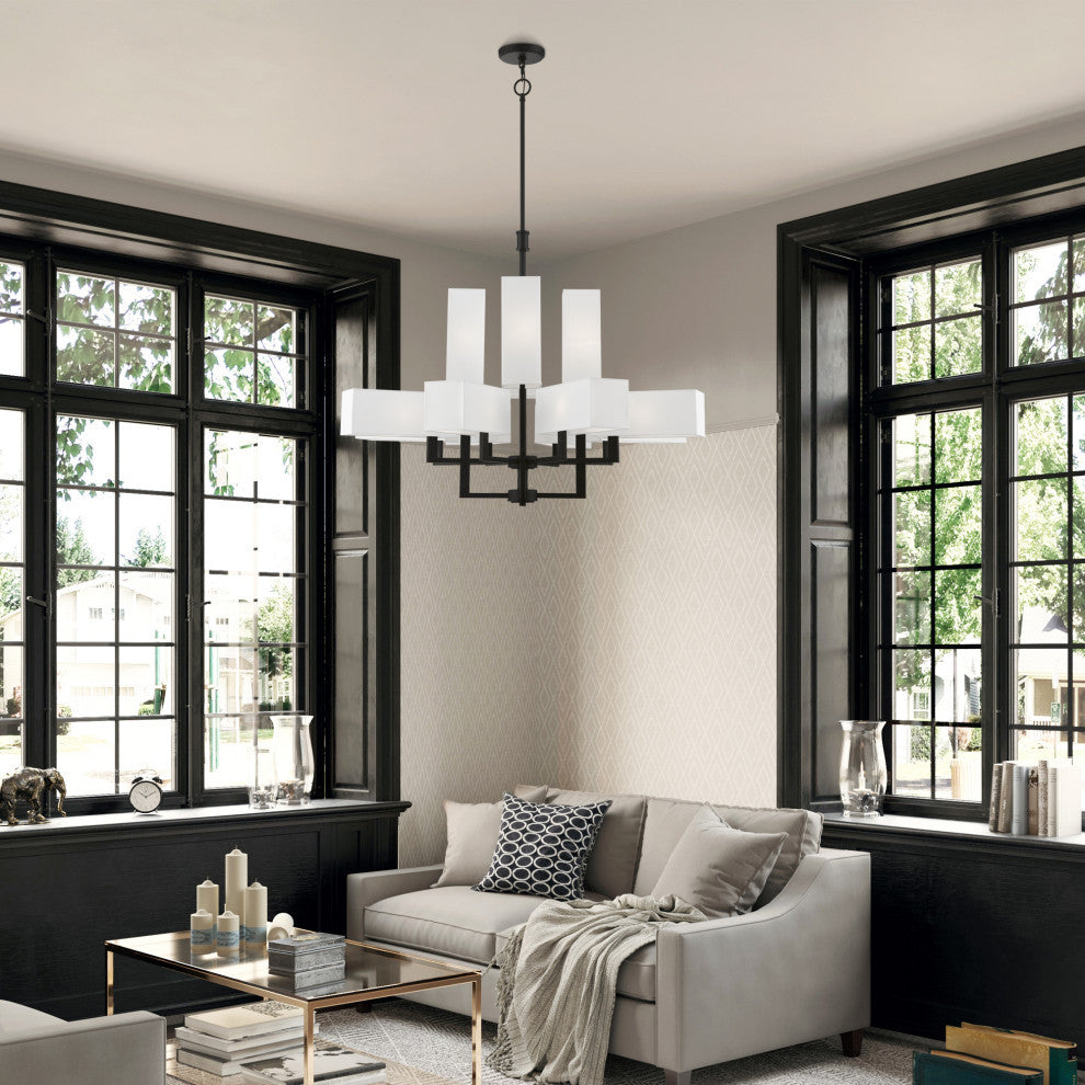 Rubix 12 Light Black Extra Large Foyer Chandelier