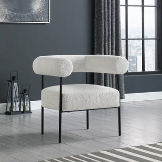Blake Boucle Fabric Upholstered Accent Chair, Cream