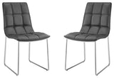 Leandro Set of 2 Dining Chair, Pu Leather, Black