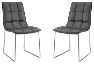 Leandro Set of 2 Dining Chair, Pu Leather, Black