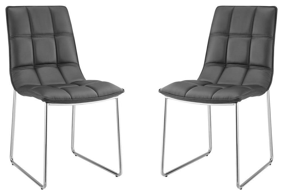 Leandro Set of 2 Dining Chair, Pu Leather, Black