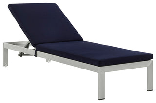 Shore Outdoor Patio Aluminum Chaise with Cushions EEI-2660-SLV-NAV