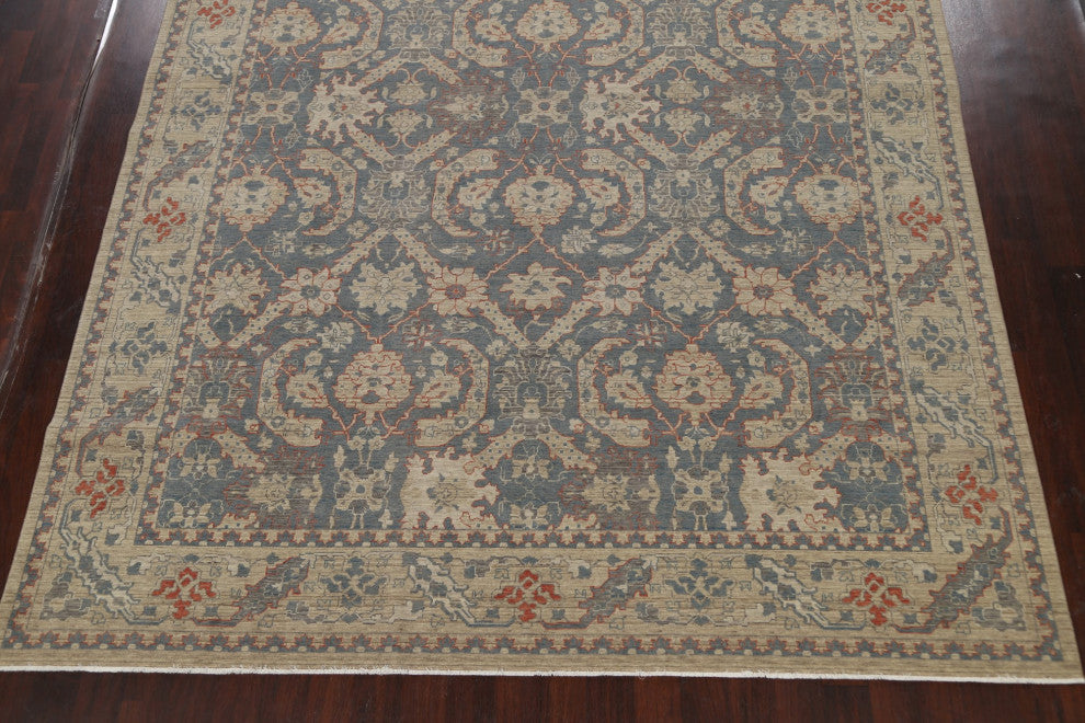 Silver Washed Geometric Ziegler Turkish Oriental Area Rug 10x13 Wool Carpet