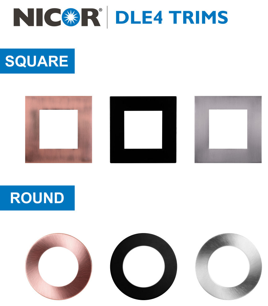 DLE4 Series 4" Square Downlight, Black, 3000k