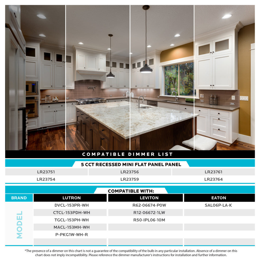 Luxrite 6" Ultra Thin LED Recessed Light 5 Color Selectable 4 Pack