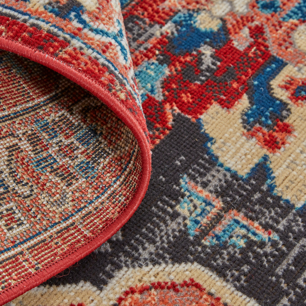Weave & Wander Kezia Rug, True Red/River Blue, 7ft-9in x 10ft-6in