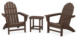 Vineyard 3-Piece Adirondack Set, South Beach 18" Side Table, Mahogany