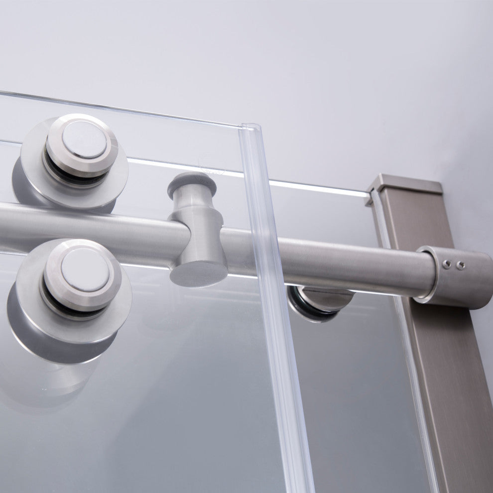 Massa Single Sliding Frameless Shower Door, Brushed Nickel, 48"x76"