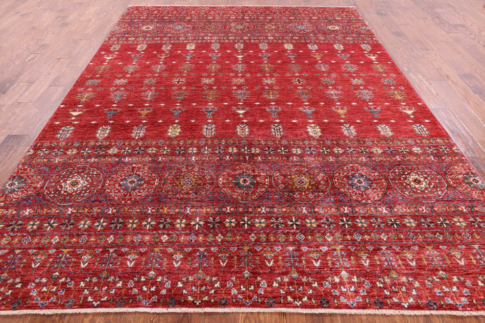 8' 1" X 10' 6" Khorjin Super Kazak Hand-Knotted Rug Q5499