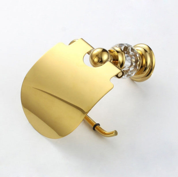 Luxury Wall Mounted Solid Brass Clear Crystal Bathroom Toilet Paper Holder