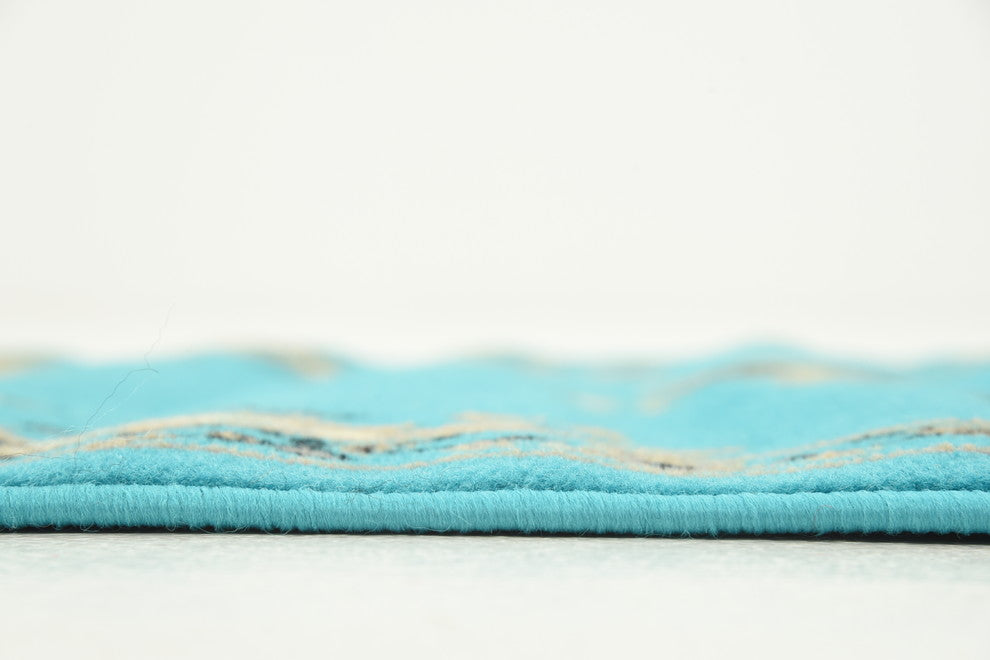 Unique Loom Turquoise Washington Reza 2' 2 x 8' 2 Runner Rug