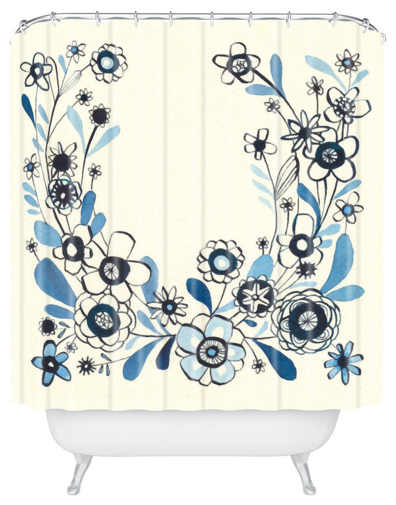 Deny Designs Cori Dantini Modern Delft Floral Shower Curtain