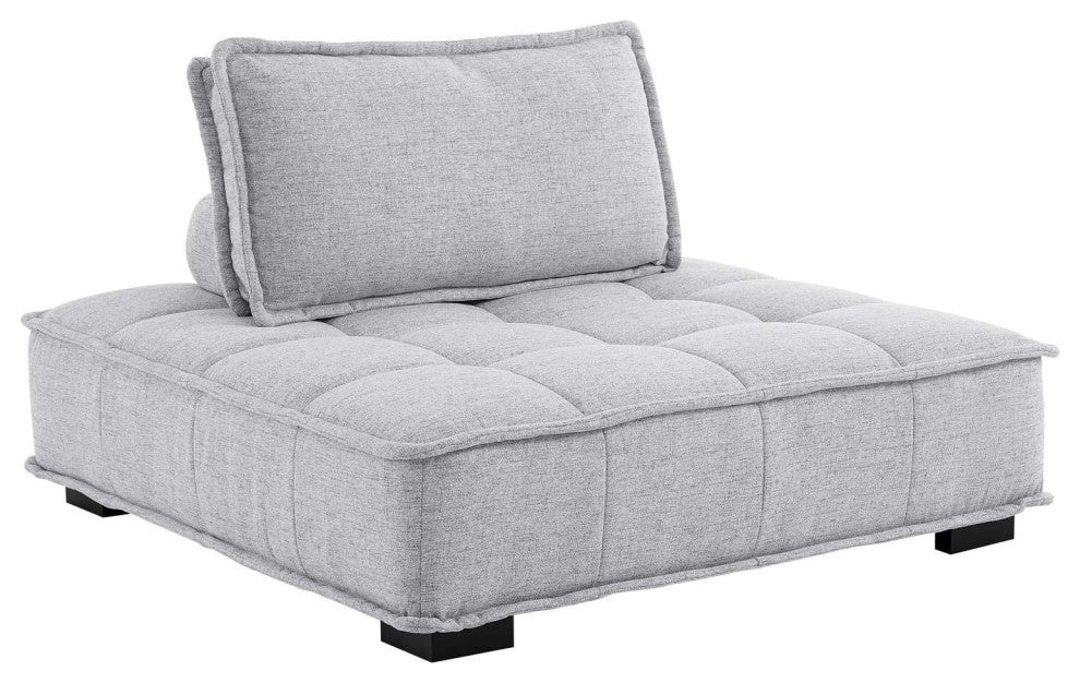 Saunter Tufted Fabric Armless Chair Light Gray