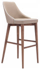Beige With White Piping and Walnut Bar Chair