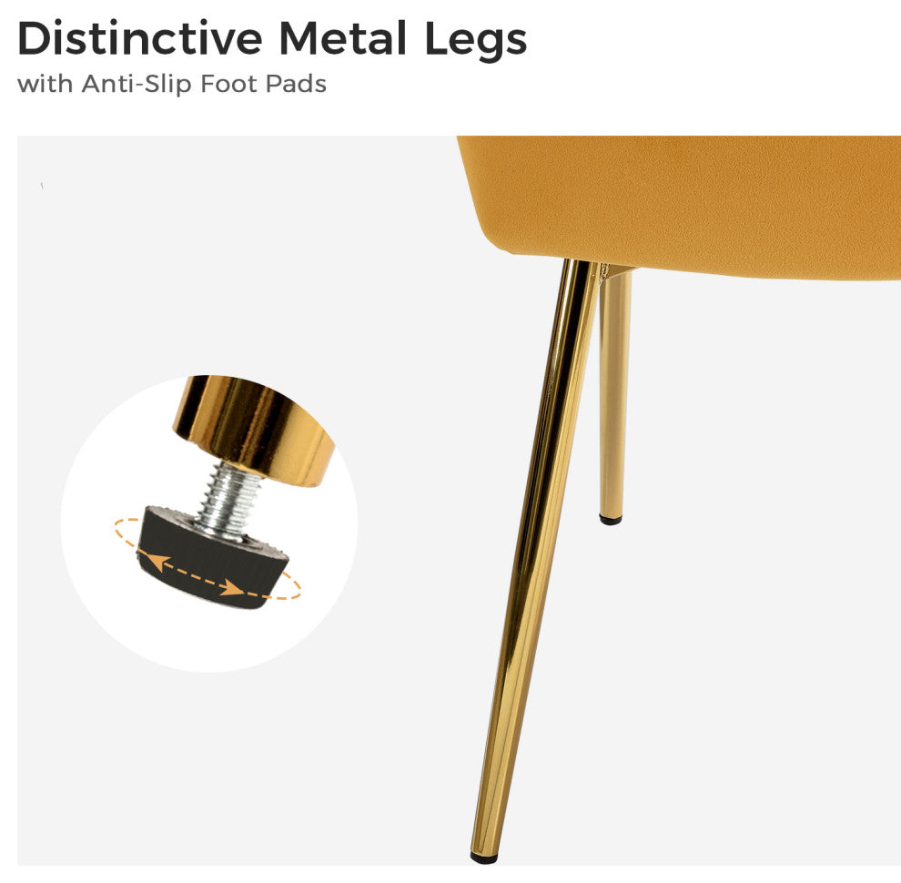 Luna Contemporary Side Chair With Tufted Back, Mustard