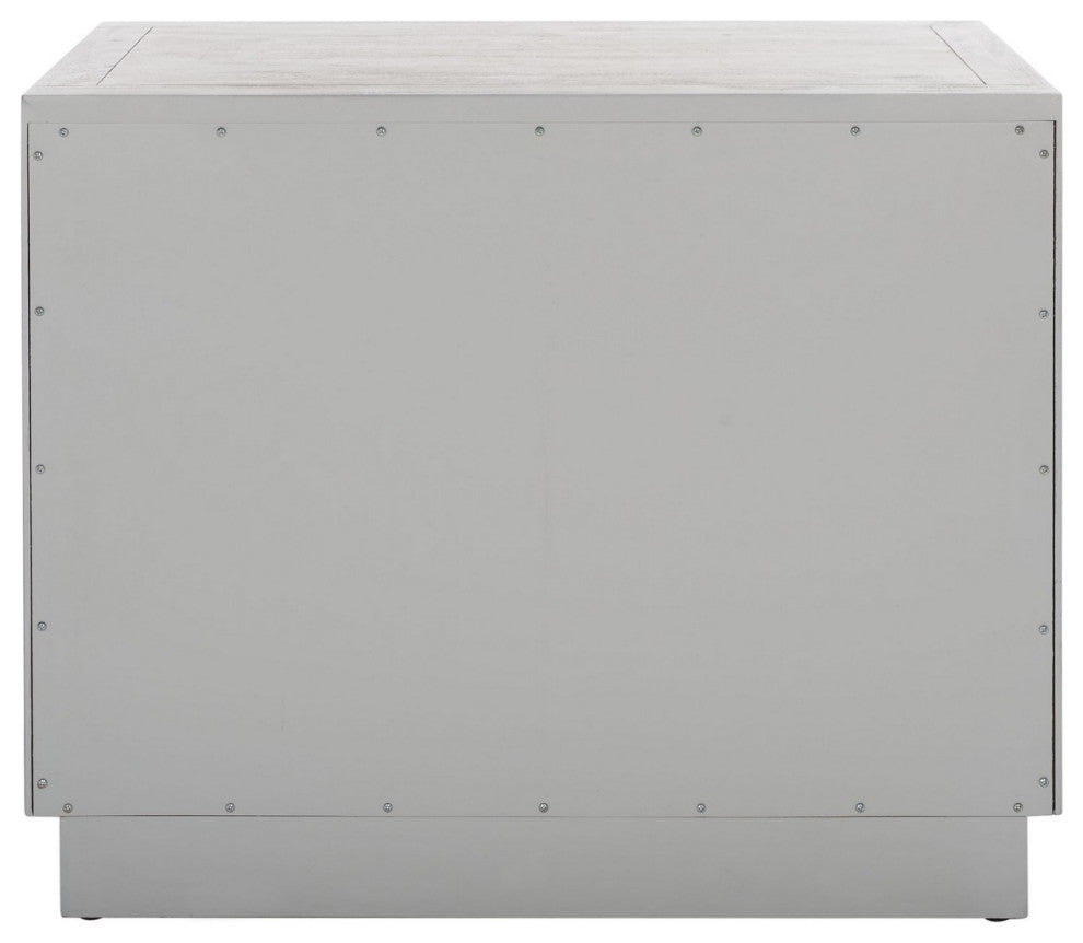 Safavieh Couture Steve 2 Drawer Wood Nightstand, Light Grey