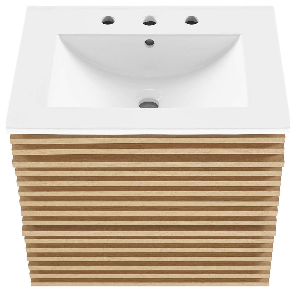 Render 24" Wall-Mount Bathroom Vanity, Oak White