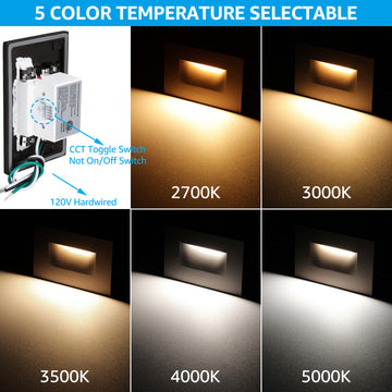 6 Pack 5CCT LED Step Lights, 120V Dimmable Stair Lights, Oil Rubbed Bronze