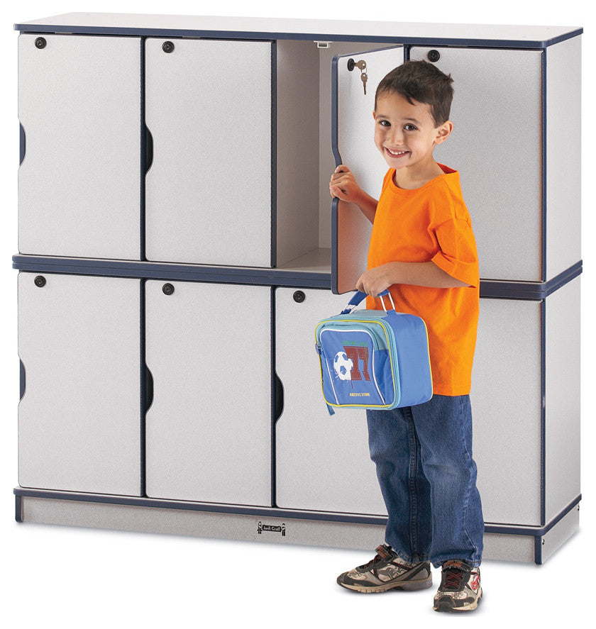 Rainbow Accents Stacking Lockable Lockers -  Double Stack - Blue